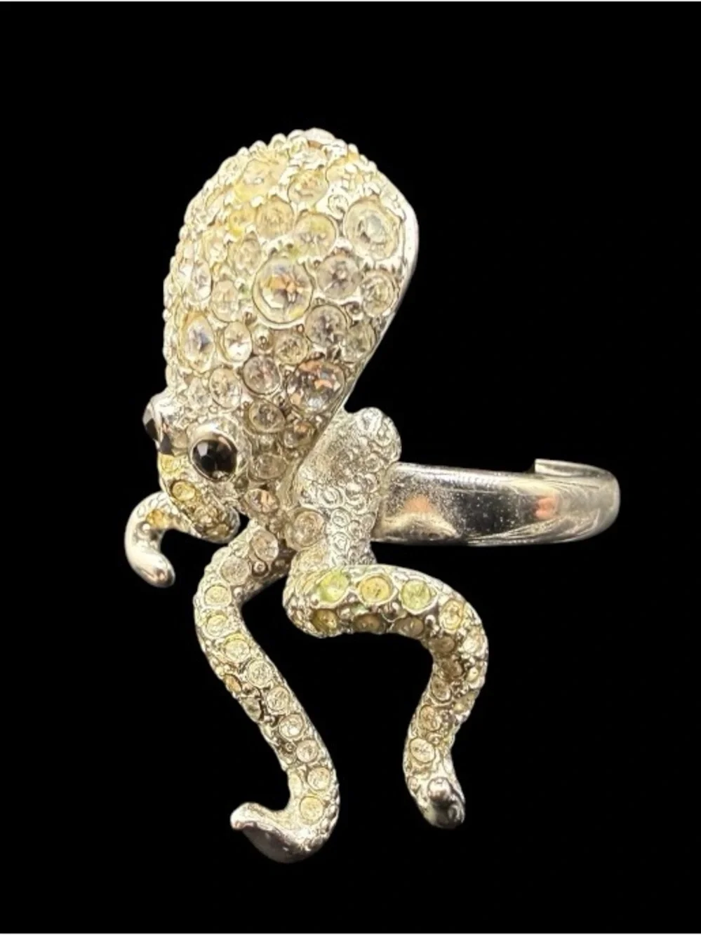 Chicos Crystal Octopus Ring - Sparkling Silver Tone